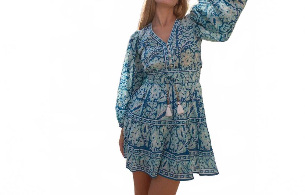 NEW BELL clover mini dress in turquoise